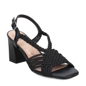 Black Strapped Memory Foam Impo Mid Heels